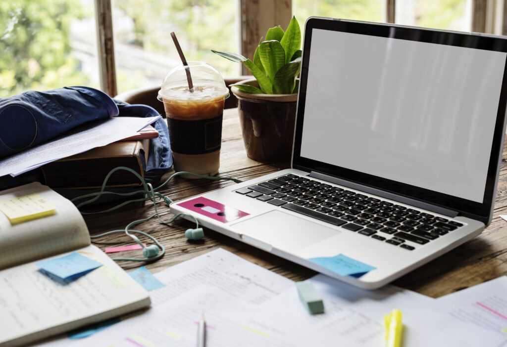 Laptop Notebook Showing Blank Desing Space Screen