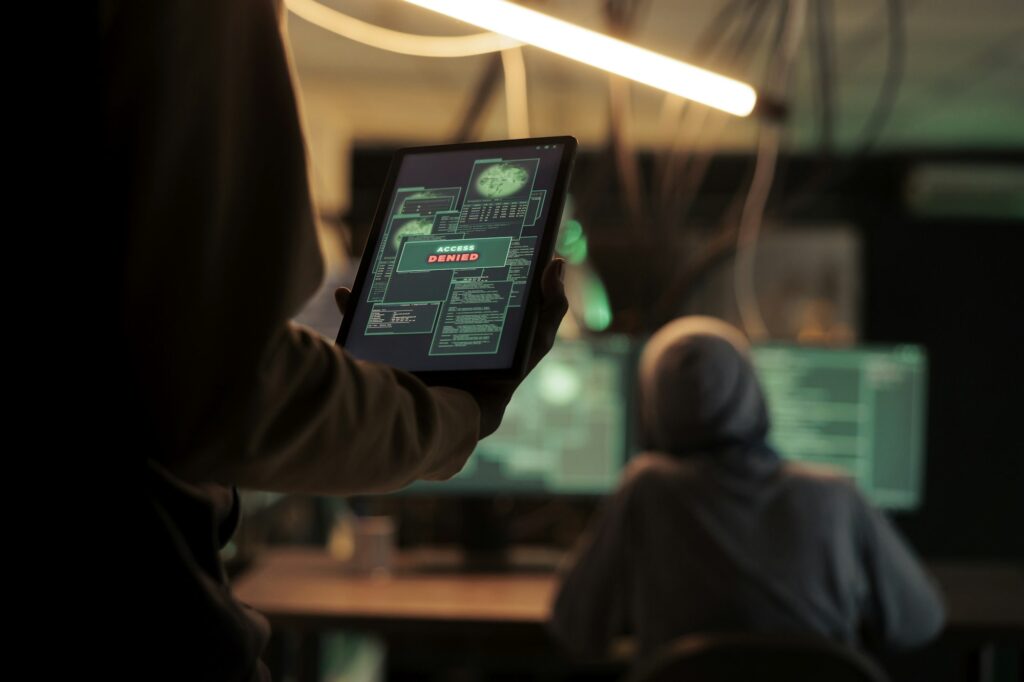 Thief reading access denied message on tablet